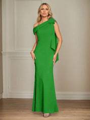 Trumpet/Mermaid One Shoulder Sleeveless Stretch Crepe Mother of the Bride Dress With Bow