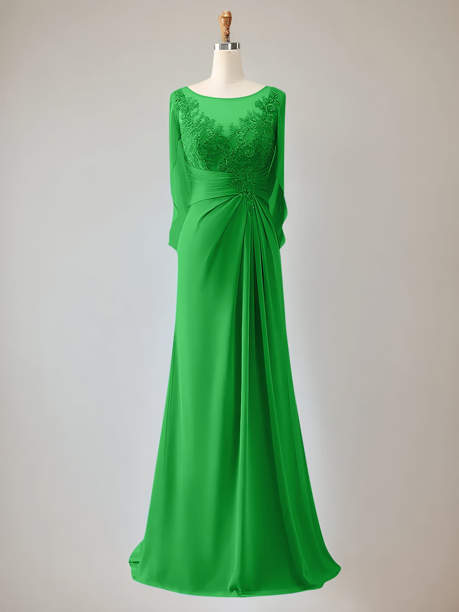 2 Sleeve Chiffon Mother of the Bride Dress With Beadings