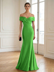 Formal Wedding Guest Dress Navy Off Shoulder Maxi Mermaid Dress