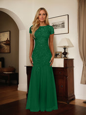 Dark Navy Mermaid Scoop Sequins Tulle Dress