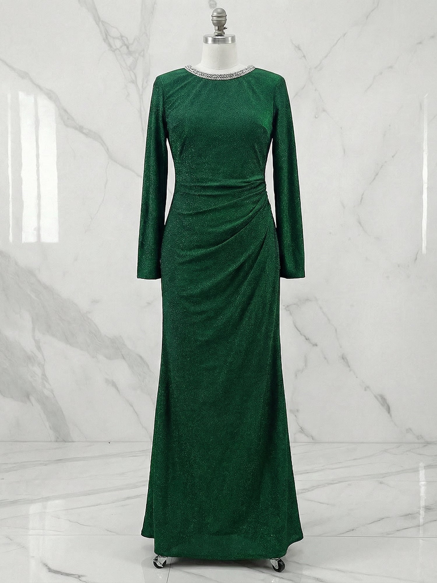 GreenSequinCrewNeckLongSleeveSheathEveningGownMaxiDress_3.jpg