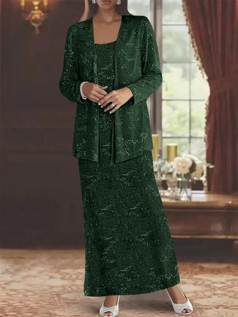 Robes de mère de la mariée en mousseline avec paillettes et veste 