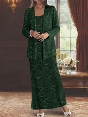 Robes de mère de la mariée en mousseline avec paillettes et veste 