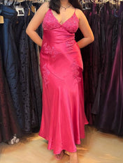 Green Appliques Soft Satin Long Prom Party Dress