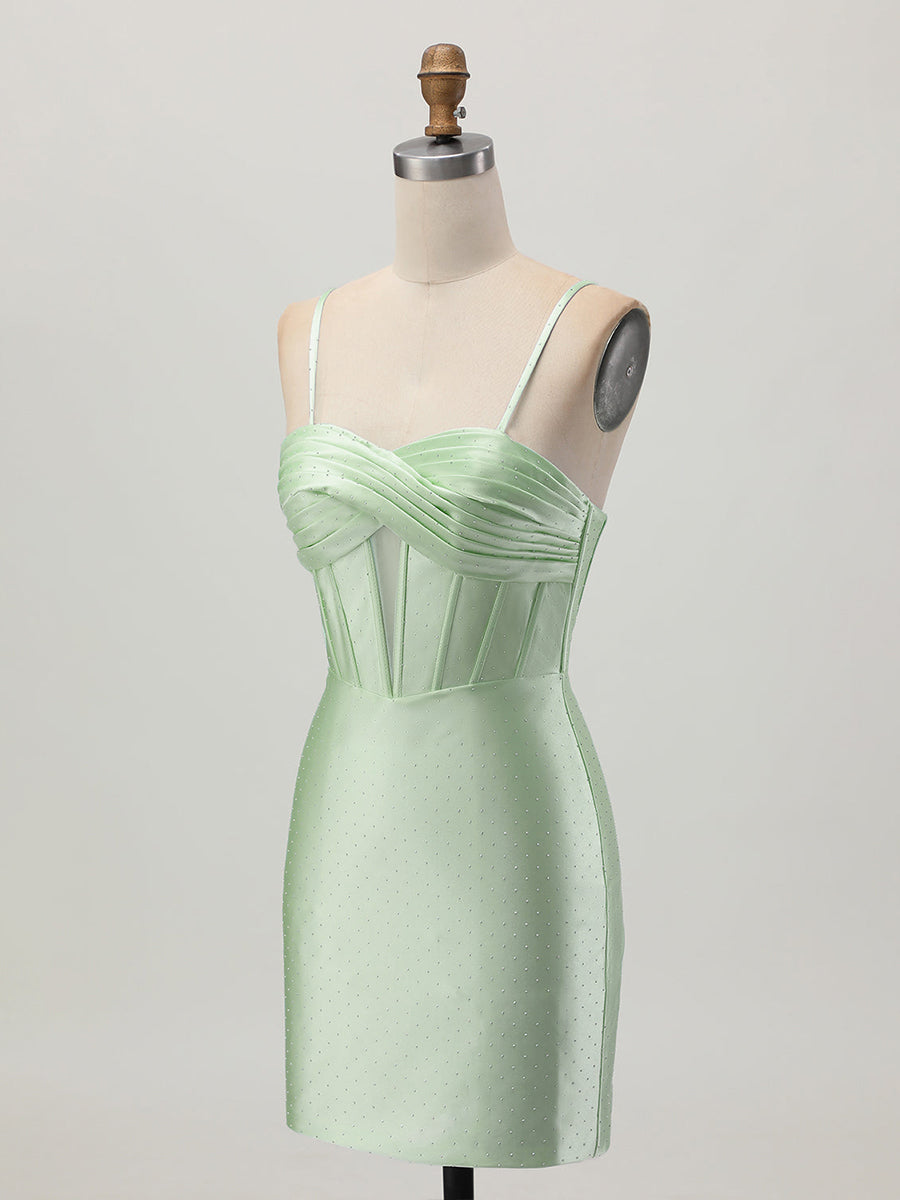 Green Bodycon Corset Cut Out Short Homecoming Dress with Beading