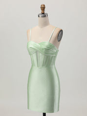 Green Bodycon Corset Cut Out Short Homecoming Dress with Beading