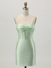 Green Bodycon Corset Cut Out Short Homecoming Dress with Beading
