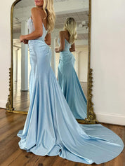 Green Mermaid Strapless Corset Beaded Prom Dress with Slit