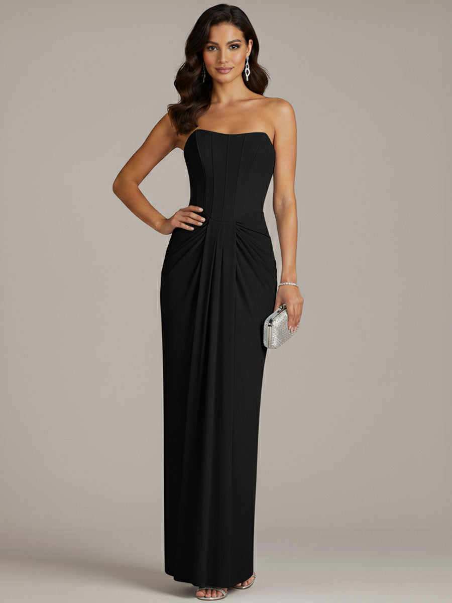 Column Chiffon Off The Shoulder Sleeveless Floor Length Dresses