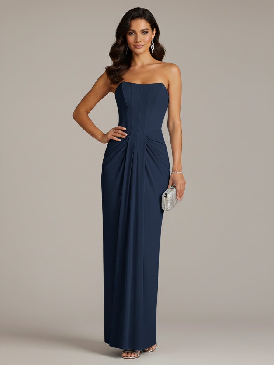 Column Chiffon Off The Shoulder Sleeveless Floor Length Dresses