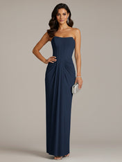 Green Sheath/Column Chiffon Off The Shoulder Sleeveless Floor Length Dresses