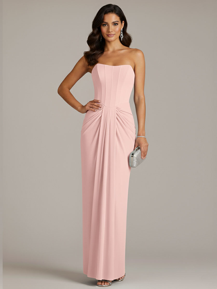 Column Chiffon Off The Shoulder Sleeveless Floor Length Dresses