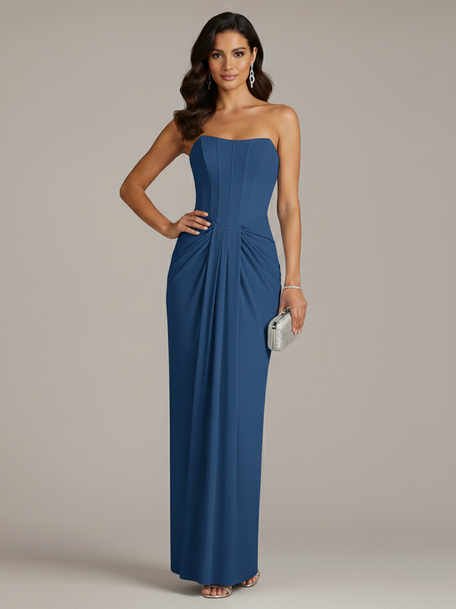 Column Chiffon Off The Shoulder Sleeveless Floor Length Dresses
