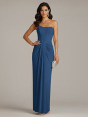 Green Sheath/Column Chiffon Off The Shoulder Sleeveless Floor Length Dresses