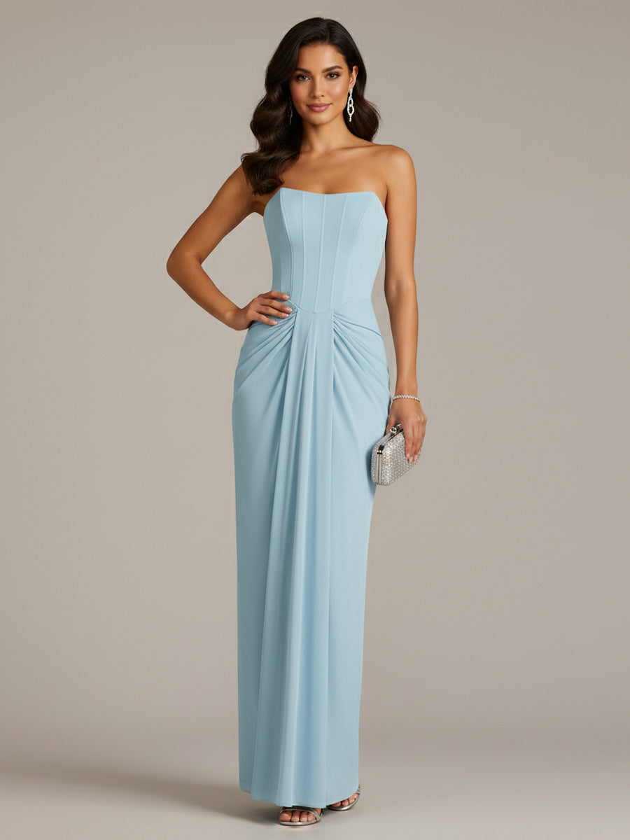 Column Chiffon Off The Shoulder Sleeveless Floor Length Dresses