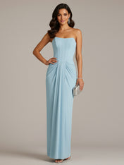 Green Sheath/Column Chiffon Off The Shoulder Sleeveless Floor Length Dresses