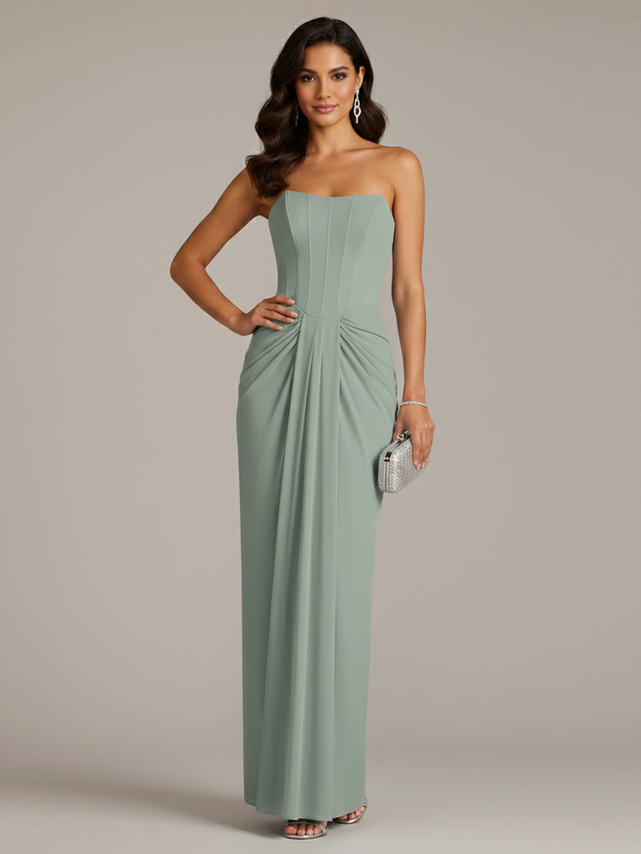 Column Chiffon Off The Shoulder Sleeveless Floor Length Dresses