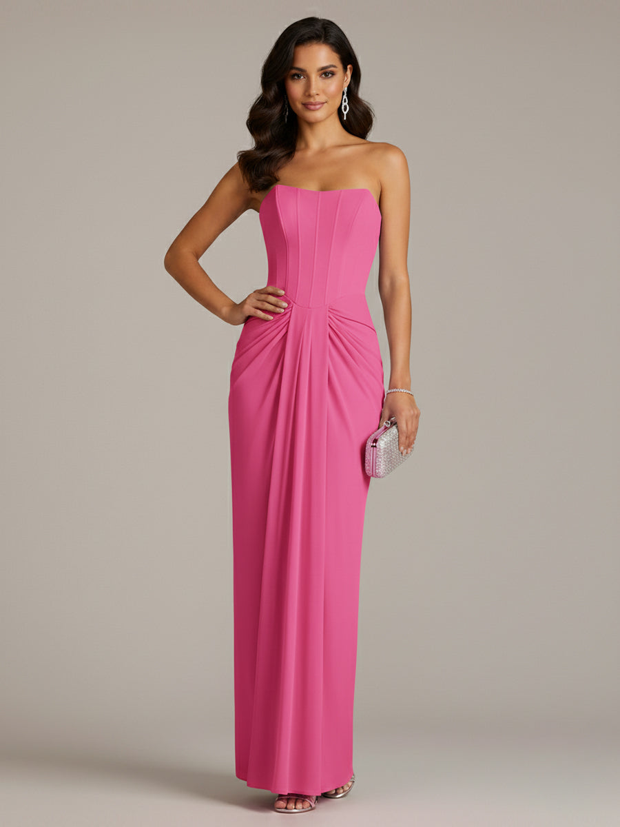 Column Chiffon Off The Shoulder Sleeveless Floor Length Dresses