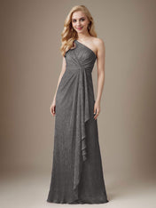 Ruby Sheath One Shoulder Metallic Mesh Dress Mother of the Bride Dress