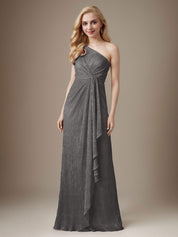 Robe fourreau Ruby asymétrique en maille métallisée pour mère de la mariée