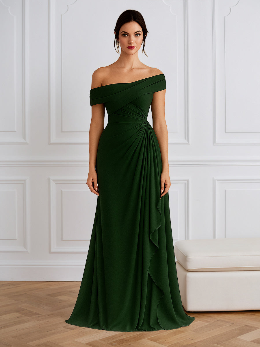 Grey Blue Satin One Shoulder Sheath Formal Dress