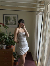 Strapless Satin Short Homecoming Dress