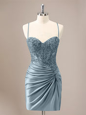 Grey Tight Lace Up Back Corset Sequin Homecoming Dress with Appliques