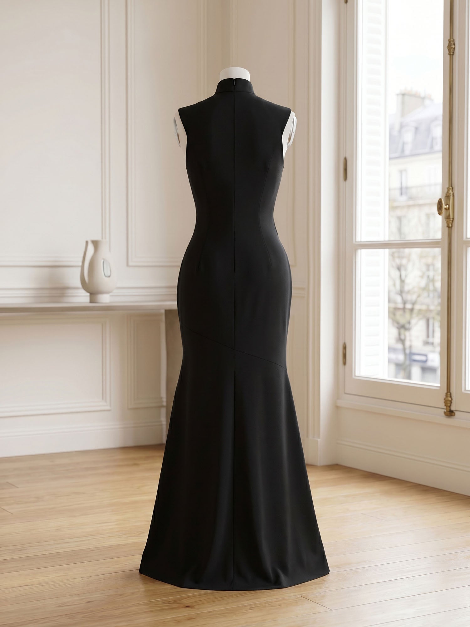 High-Neck Cross-Bodice Sleeveless Maxi Dress