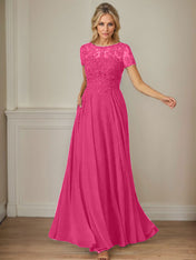 Dark Navy A-Line Boatneck Sequins Chiffon Dress