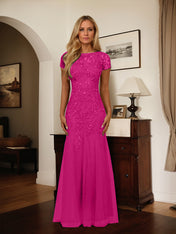 Dark Navy Mermaid Scoop Sequins Tulle Dress