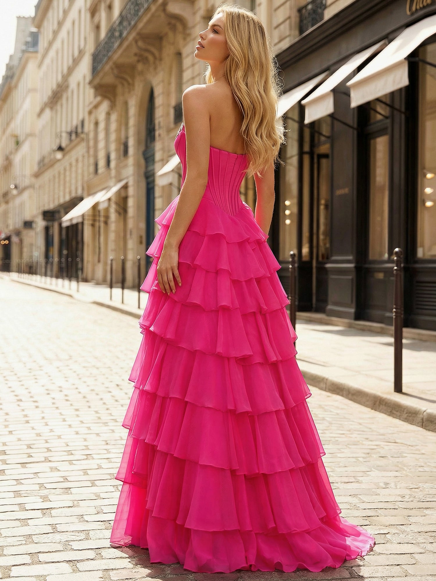 HotPinkStraplessCrystalTrimTieredCorsetPromDresswithSlit_1.jpg