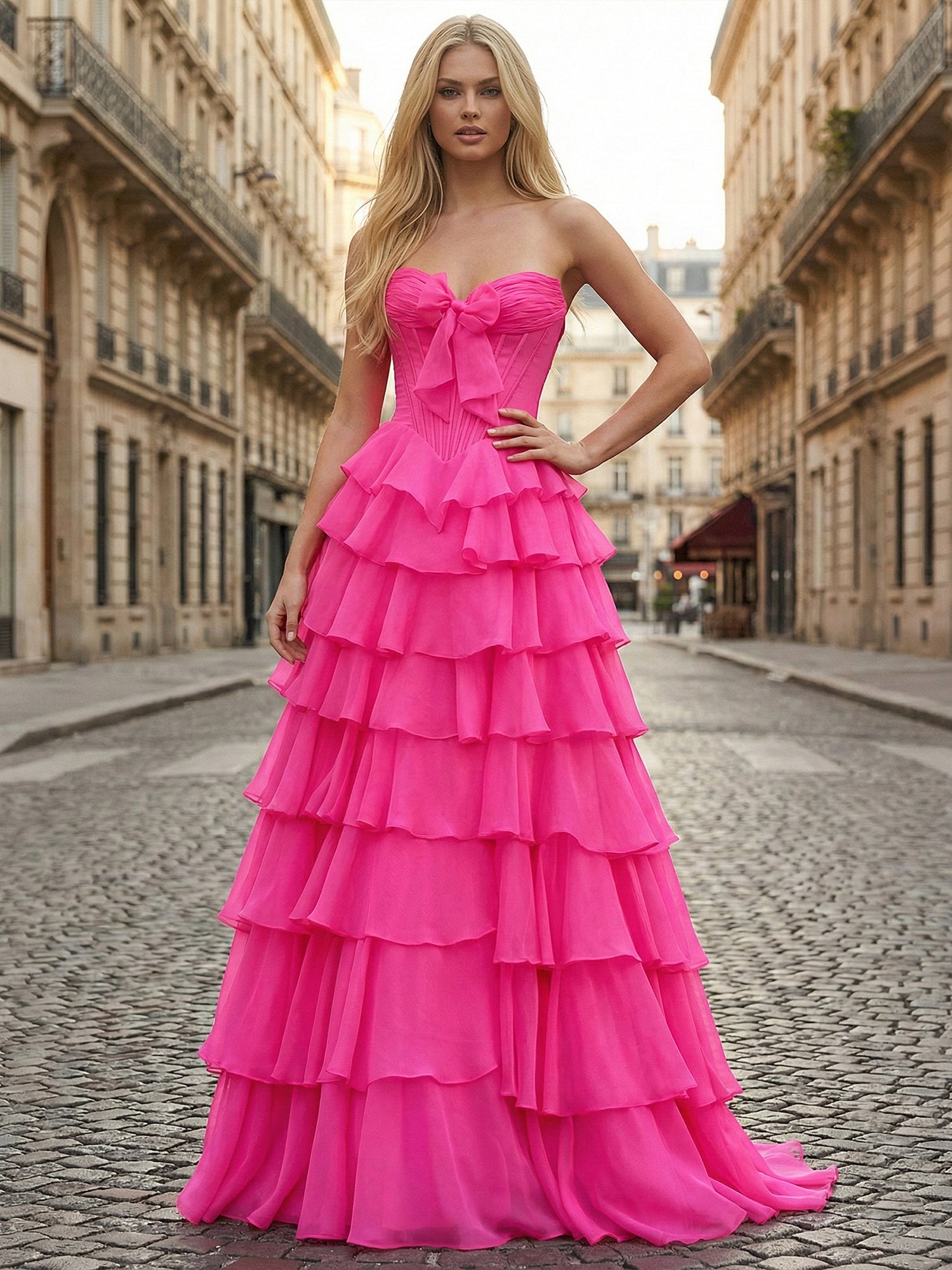 HotPinkStraplessTieredRuffleCorsetPromDresswithSlit_2.jpg