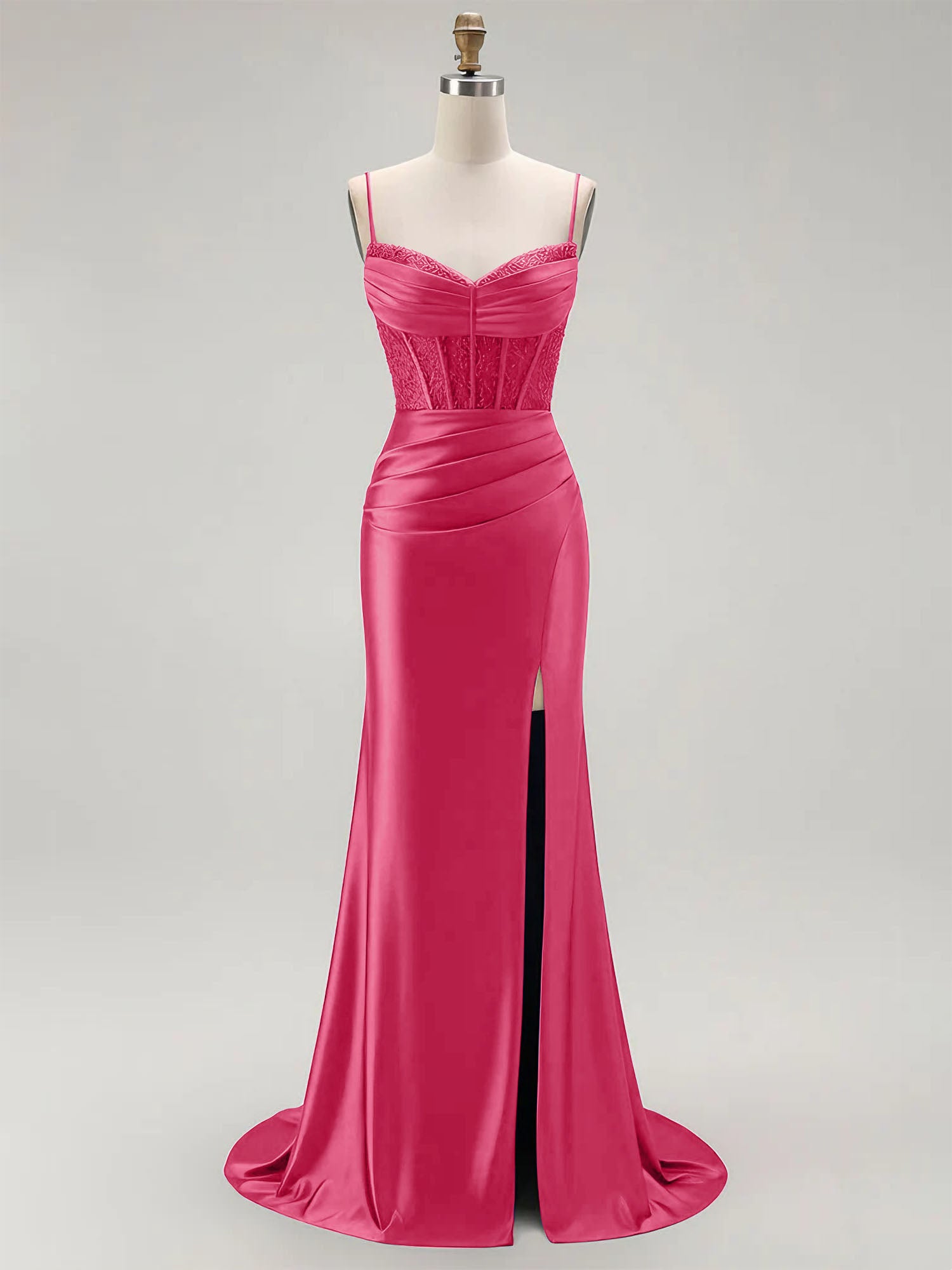 Sparkly Satin Mermaid Long Corset Prom Dress with Beading