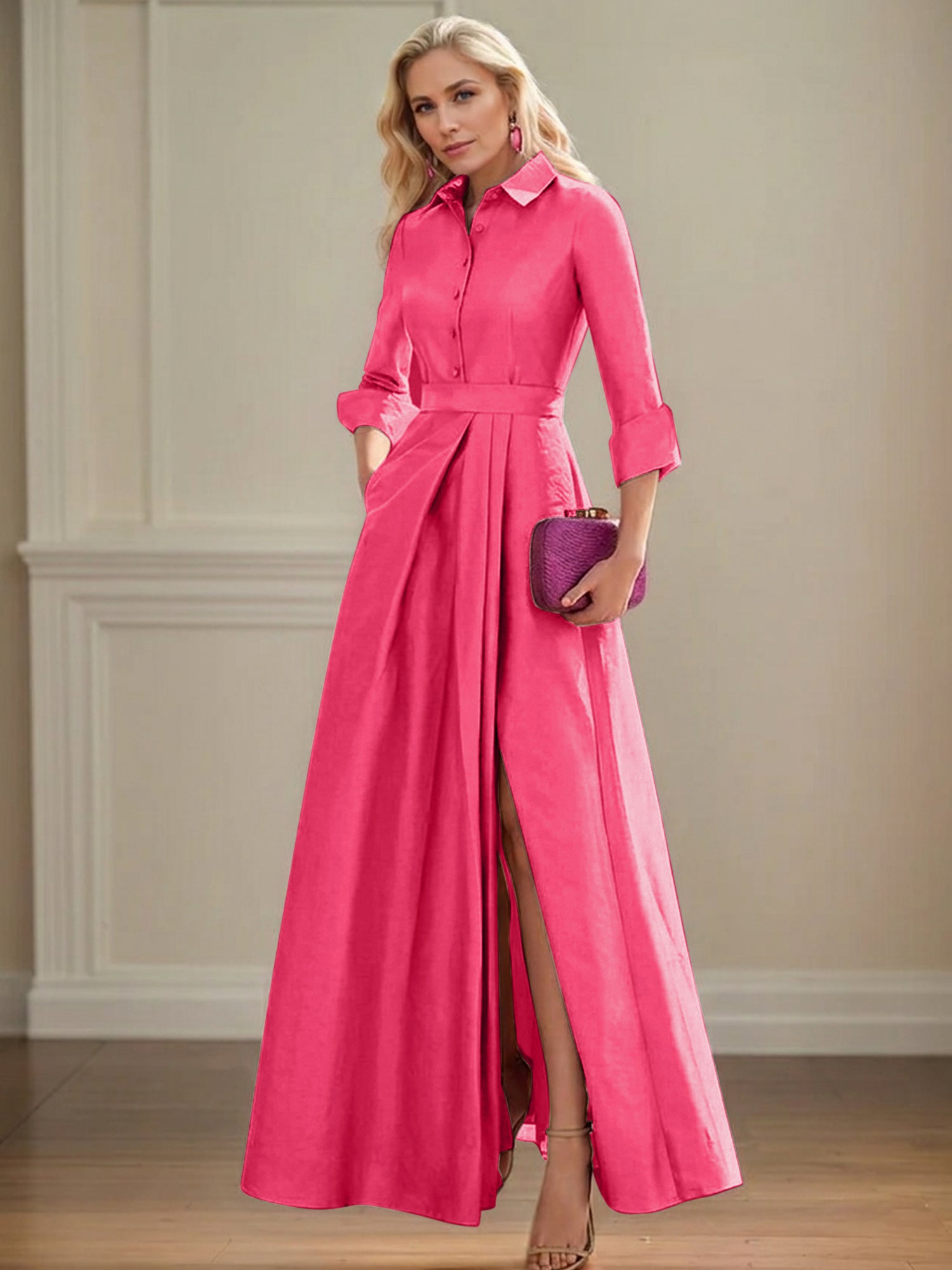 4 Sleeves Floor Length Mother of the Bride Dresses