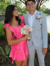 Ruffle Strap Short Homecoming Dress with Cutouts