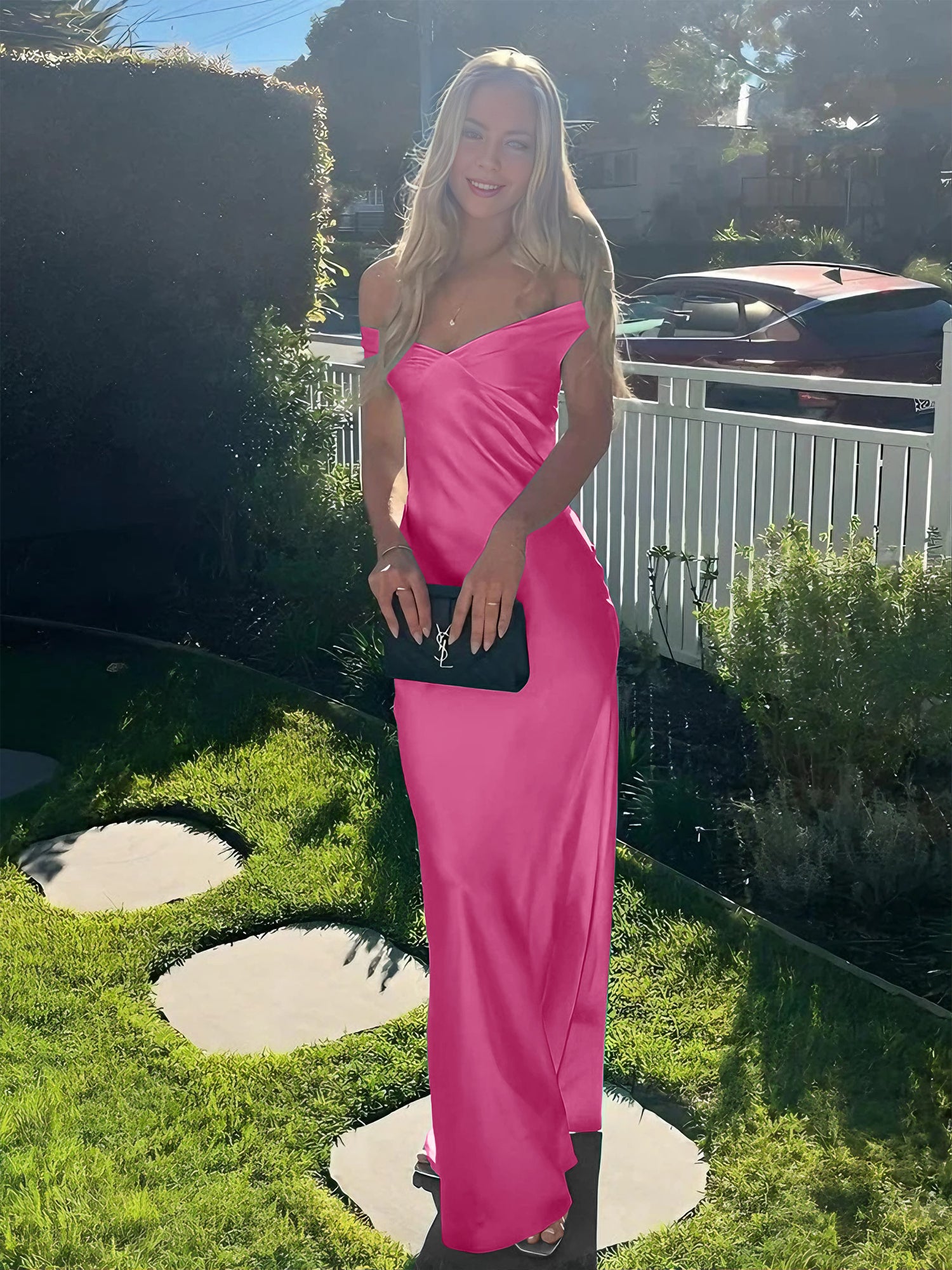 Aqua Mermaid Off The Shoulder Sheath Satin Long Prom Dress