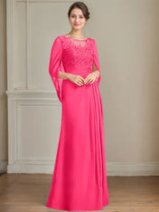 A-Line/Princess Scoop Floor-Length Mother of the Bride Dresses with Pleated & Sequins