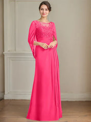 A-Line/Princess Scoop Floor-Length Mother of the Bride Dresses with Pleated & Sequins