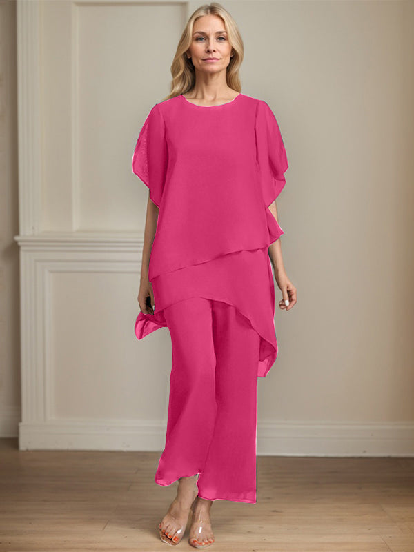 Pantsuit Scoop Ankle-Length Chiffon Mother of the Bride Dress