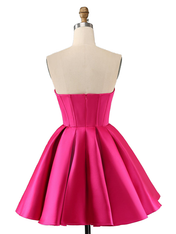 Hot Pink A-line Cowl Neck Pleated Short Homecoming Dress