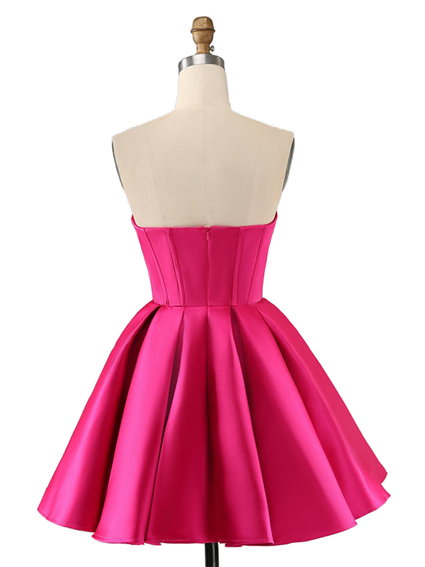 Hot Pink A-line Cowl Neck Pleated Short Homecoming Dress