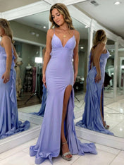 Hot Pink V-Neck Prom Dress with Cascading Back Ruffle