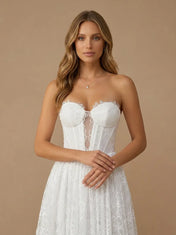 Sweetheart Lace Applqiue A-Line Wedding Gown with Corset