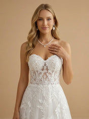 Sweetheart Tiered Lace Applique Tulle A-Line Bridal Gown