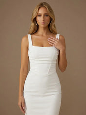 Off-Shoulder Gerafftes Bodycon Mini-Hochzeitskleid mit Schlitz