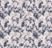 Navy Floral Chiffon Mock Neck Short Sleeve Tiered A-Line Floor-length Gown Dress
