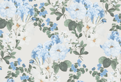 Light Blue Floral Chiffon Mock Neck Short Sleeve Tiered A-Line Floor-length Gown Dress