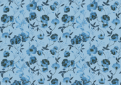 Slate Blue Floral Chiffon V-Neck Three-Quarter Sleeve A-Line Floor-length Gown Dress