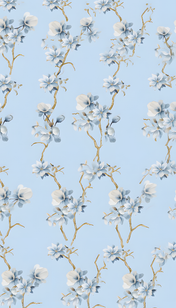 Light Blue Chiffon Sweetheart Floral Print Bell-Sleeve A-Line Floor-Length Gown Dress