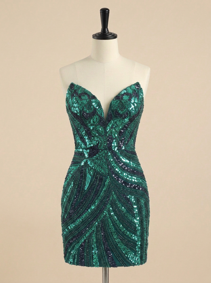 Champagne Gold Art Deco Sequin Short Homecoming Dresses